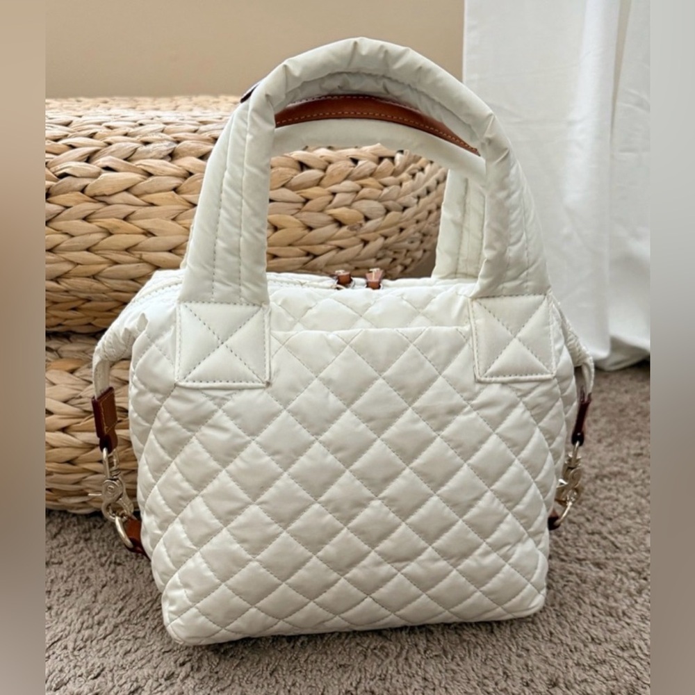 MZ Wallace Small Sutton Deluxe White off/light beige Pearl Quilted Women's Bag - Picture 2 of 9